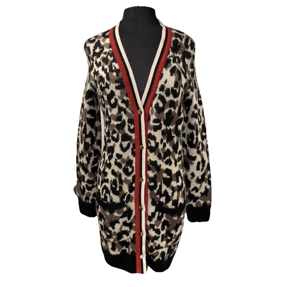 NWT Yest Leopard Print Long Cardigan Sweater‎ Dress Size 6 Pockets New Money